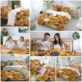 thumbnail image 5 of Halloween Bedding Duvet Cover Set Twin Size 4 Pieces Abstract Ghost Pumpkin Bat Yellow Backdrop Bedding Set with Zipper Closure, 1 Comforter Cover 68x86 Inches 1 Flat Sheet & 2 Pillow Cases, 5 of 7
