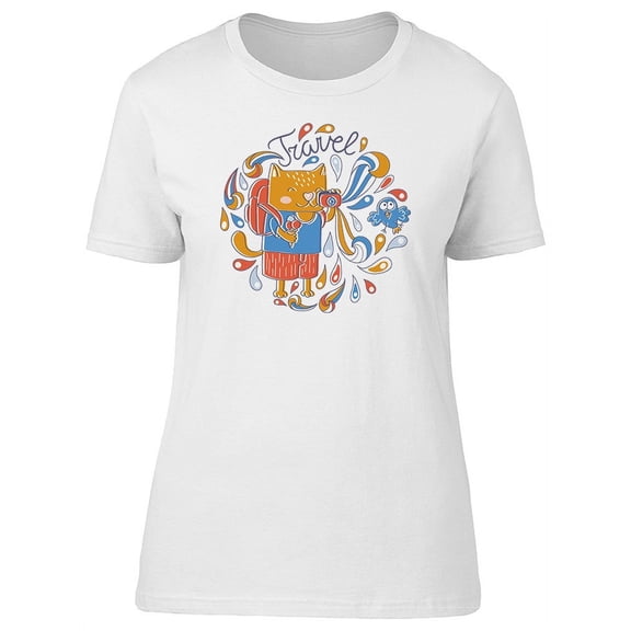 Cute Cat Traveler, Travel Kitten T-Shirt Women -Image by Shutterstock, Female x-Large