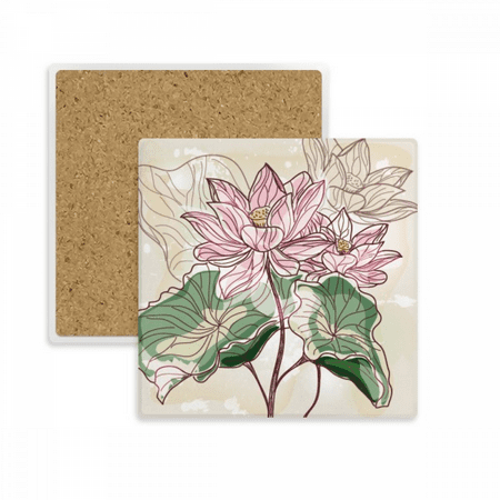 

Lotus Flower Lotus Root Watercolor Square Coaster Cup Mat Mug Subplate Holder Insulation Stone