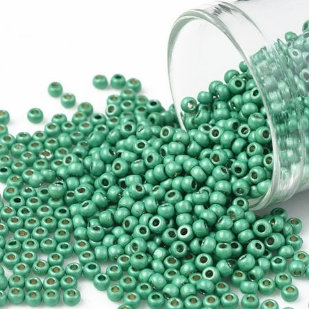 TOHO 11/0 Round Beads Japanese Seed Beads (PF561F) PermaFinish Teal Aqua Metallic Matte 2.2mm Hole: 0.8mm about 1110pcs/10g