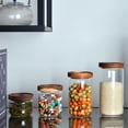 thumbnail image 4 of Flmtop Glass Airtight Bottle with Wood Lid Tea Coffee Beans Grains Food Jar Container, 4 of 8