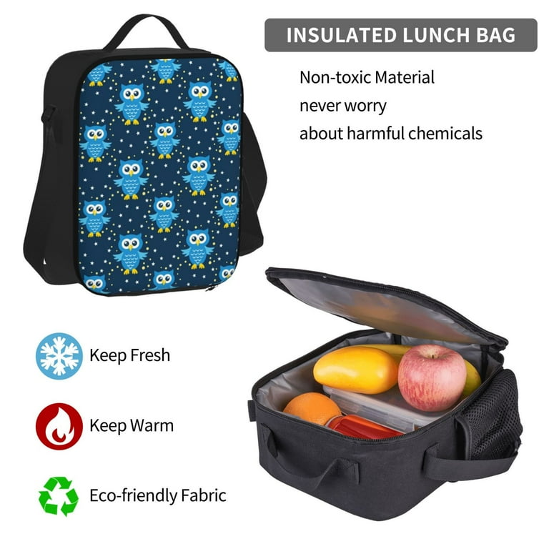 Backpack Set For School Blue Owl School Backpack with Lunch Box Pencil Case For Boys and Girls Kids Book bag 3 Piece Travel Laptop Daily Rucksack Walmart