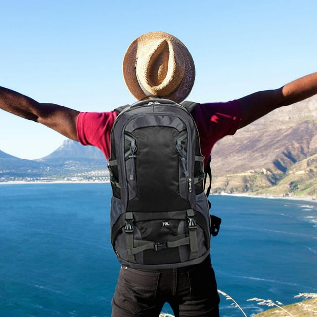 Hiking Backpack, Multi Functional Mountaineering Bag, Large Capacity Waterproof Pack, Outdoor Travel Backpack, Lightweight Load Reduction Design, Comfortable Breathable Support