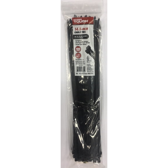 Hyper Tough 14.5 Inch Uv Black Cable Ties 100pcs
