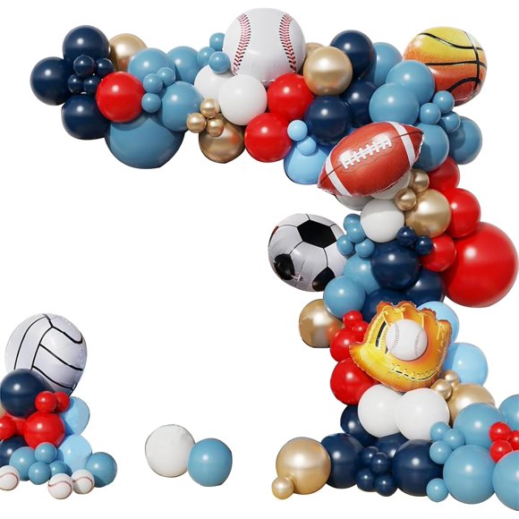 SINGOMON 147PCS Sports Birthday Decorations Soccer Balloon Arch Kit Basketball Balloon Garland Kit Sports Balloons for Soccer Birthday Decorations Basketball Birthday Decorations