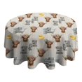 thumbnail image 4 of White Highland Cow Flower Bathtub Pattern Round Tablecloth 60"x60",Wrinkle Wipeable Table Cloth for Kitchen Dining Room Picnic Patio Party, 4 of 6