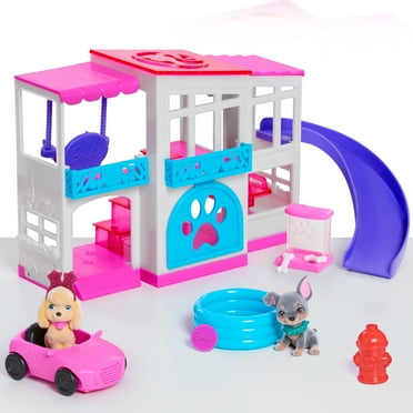 Barbie Pet Dreamhouse 2-Sided Playset, 10-pieces Include Pets and Accessories,  Kids Toys for Ages 3 Up, Gifts and Presents