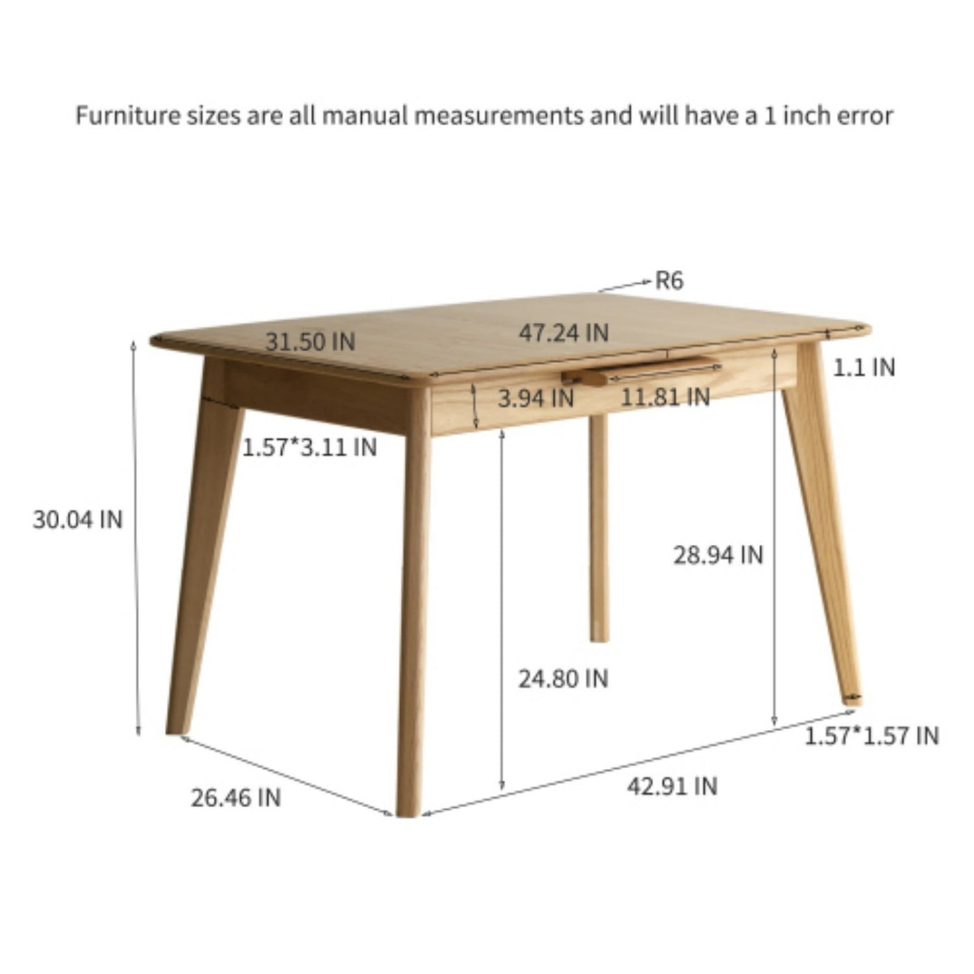 Extendable Solid Oak Dining Table, 47.2"-59.1" Modern Farmhouse Wood Kitchen Table with White Sintered Stone Top, Seats 6-8, Light Oak