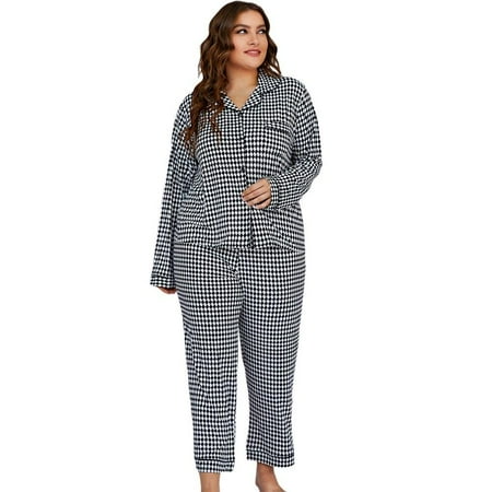 

SweetCandy Women s lattice Pajamas Set Long Sleeve Nightgowns Tank Pants Set Round Neck Sleepwear Sleepshirt Nightshirts 2 Piece Pjs