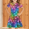 thumbnail image 2 of Hrsba Kids Summer Dress,Casual Dress for Girls,Toddler Kids Girls Cute Solid Color Print Short Sleeve Stretchy Dress A Line Dress, 2 of 5