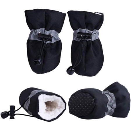 4 Pcs/Lot Waterproof Dog Shoes with Cashmere Warm Inner Anti-Slip Rain Snow Boots for Small Dog