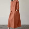 thumbnail image 5 of HAPIMO Women Maxi Dress With Crew Neck Large Pockets Loose For Loungewear And Casual Home Wear Red XXXL, 5 of 6
