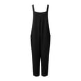 thumbnail image 4 of TrendOFT Combinaison une Pièce Femme Décontractée Été Ample Sans Manches Bretelles Spaghetti Réglables Pantalon Grand Extensible avec Poche Combinaisons une Pièce Noir TG, 4 of 4