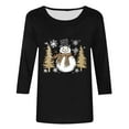 thumbnail image 4 of Cadancy Christmas Tops for Women 2025 Dressy Vintage 3/4 Sleeve Blouses Winter Holiday Xmas Tree Snowman Plus Size Shirts Funny Crewneck Party Casual Tshirts, 4 of 5