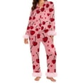 thumbnail image 2 of BILIKEYU Women's Fleece Valentine Pajama Set Breathable Cotton Blend, 2 of 5