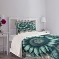 thumbnail image 4 of Ambesonne Teal Quilted Bedspread Set 2 Pcs, Aquamarine Tone Sunflowers, Twin Size, Seafoam Dark Sea Green, 4 of 4