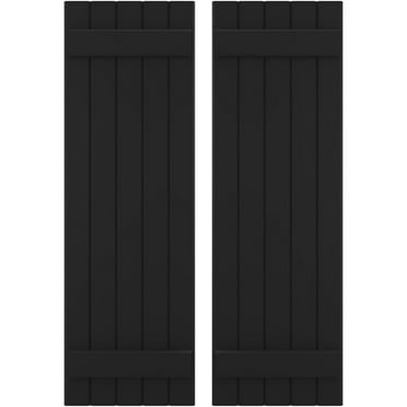 Ekena Millwork 17 1/2"W x 77"H Americraft Five Board (2 Batten) Exterior Real Wood Joined Board-n-Batten Shutters (Per Pair), Black