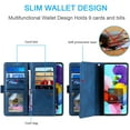 thumbnail image 3 of Dteck Wallet Phone Case for Samsung Galaxy A53 5G, Retro Matte 9 Card Holder Slots Zipper Pocket Case PU Leather Magnetic Closure Kickstand with Wrist Strap Shockproof Folio Flip Case,Blue, 3 of 7