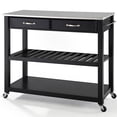 thumbnail image 4 of Crosley 2 Drawer Stainless Steel Top Kitchen Cart in Black, 4 of 8