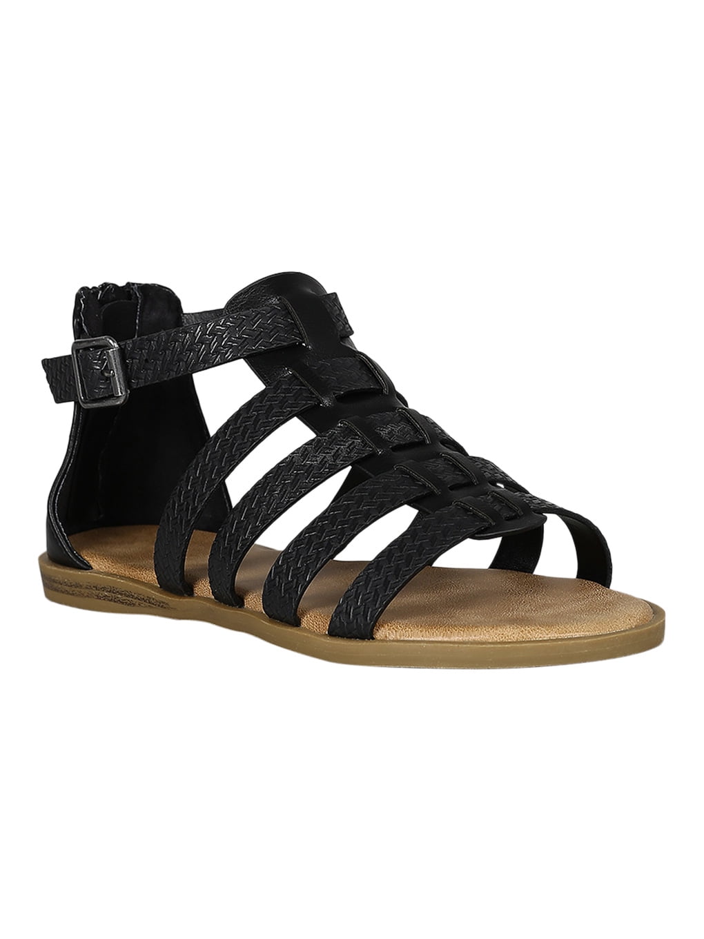 Women Leatherette Open Toe Gladiator Flat Sandal 18455 - Walmart.com