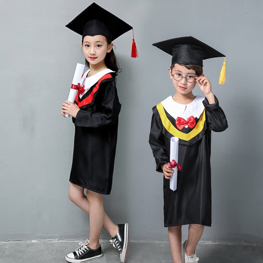 Kids Graduation Gown and Doctoral and Gown for Children of 140cm Height ( Yellow Line and Bow Tie Color Random) - Walmart.com