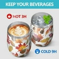 thumbnail image 4 of 12oz Stemless Wine Tumblers Its Fall Yall Leaves Pattern Vacuum Insulated Stainless Steel Travel Tumbler Cups Mug with Lid and Straw for Champaign,Cocktail,Beer with Cleaning Brush, 4 of 5