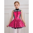 thumbnail image 4 of vastwit Kids Girls Sleeveless Checkerboard Sequins Tutu Dress Figure Ice Skating Performance Dance Party Wear Hot Pink 4, 4 of 7