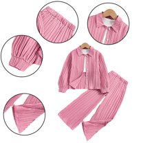 YTDSCS 8-12T Kids Girls Clothing Sets Button Shirt Top and Wide Leg Pants 2 Piece Comfortable Breathable Outfits