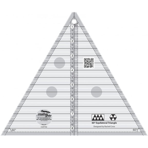 Creative Grids 60 Degree Equilateral Triangle 8" Quilting Ruler Template cgrT60