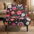 thumbnail image 2 of HELLHERO Floral Print Armless Accent Chair Cover, Anti Scratch Elastic Bottom Stain Protection Soft Slipcover for Dining Room and Bedroom, 2 of 8