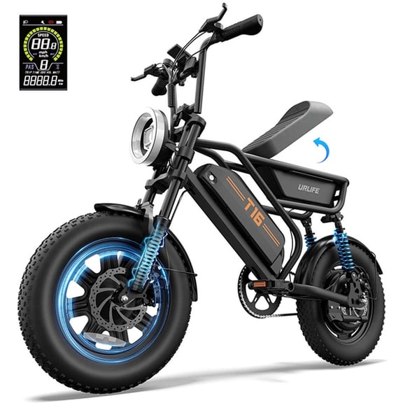 URLIFE 16"*3.0 Electric Bike for Adult,750W Rated Motor,20Mph Max Speed,48V 13Ah Removable Battery,Fat Tire E Bike,80Miles Range,UL2849