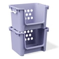 thumbnail image 4 of Mainstays Kids Large Purple Stackable Plastic Open-Front Toy Storage Basket with Handles, 4 of 6