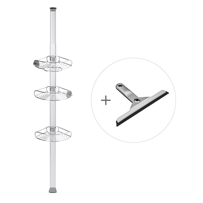 Simplehuman 8 Ft. Tension Pole Shower Caddy, Stainless Steel and Anodized  Alumin