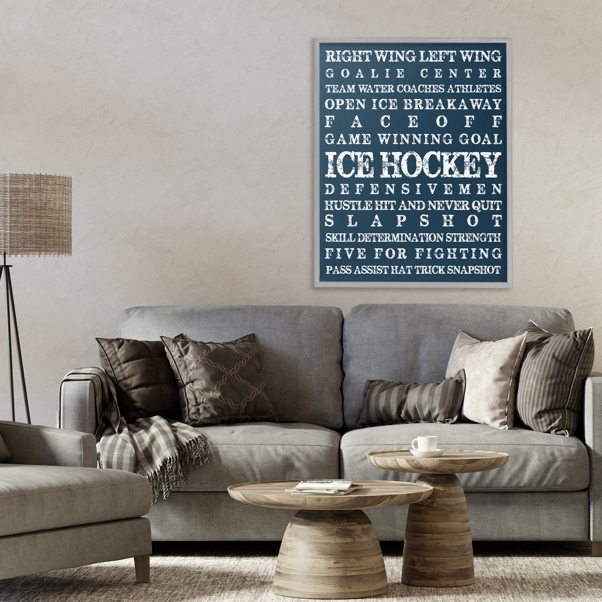 Stupell Industries Ice Hockey Expressions Gray Framed Giclee Art, design by Melody Hogan