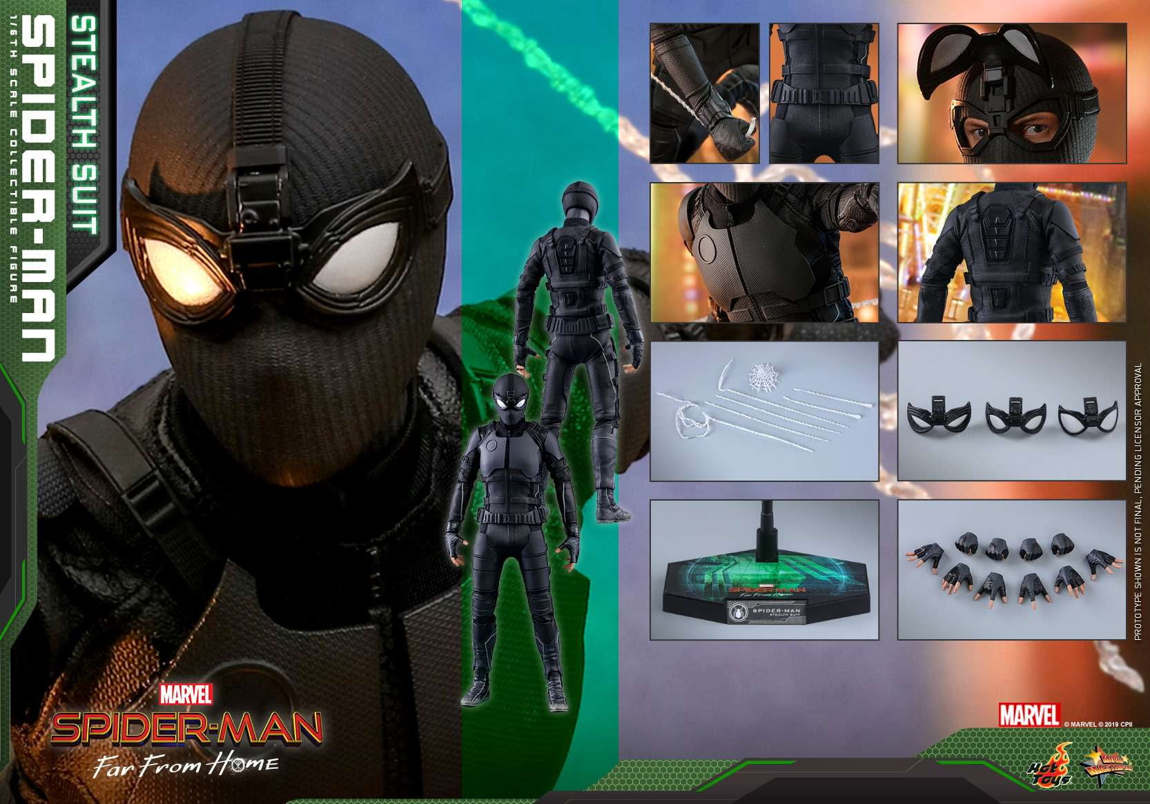 Spider-Man Far From Home 12 Inch Action Figure Movie Masterpiece 1/6 Scale - Spider-Man (Stealth Suit) Hot Toys 904857
