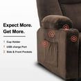 thumbnail image 4 of MCombo Fabric Electric Power Loveseat Recliner w/ Console Massage Cup Holders USB for Living Room Brown 6045, 4 of 8