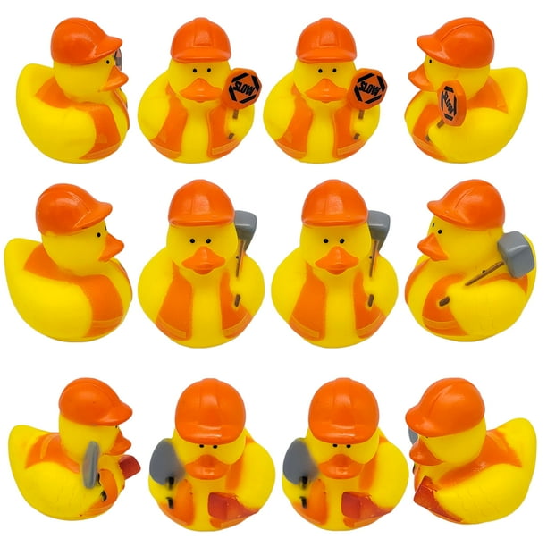 Patos de goma geniales (2 "") tamaño estándar. (Paquete de 12) lindos juguetes de piscina para bañera de pato. (Patos de goma de construcción)