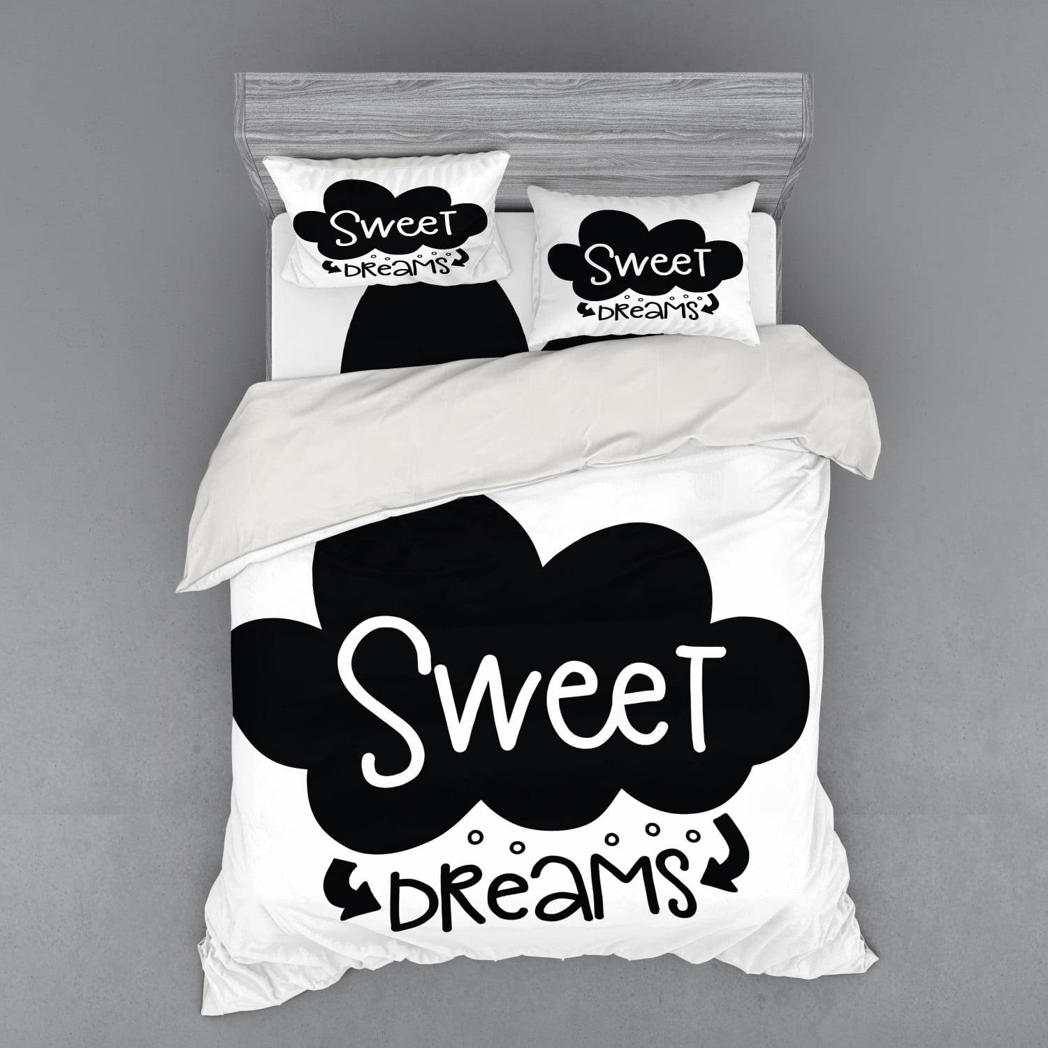 Saying Duvet Cover Set, Black Cloud with Small Arrows Pointing to