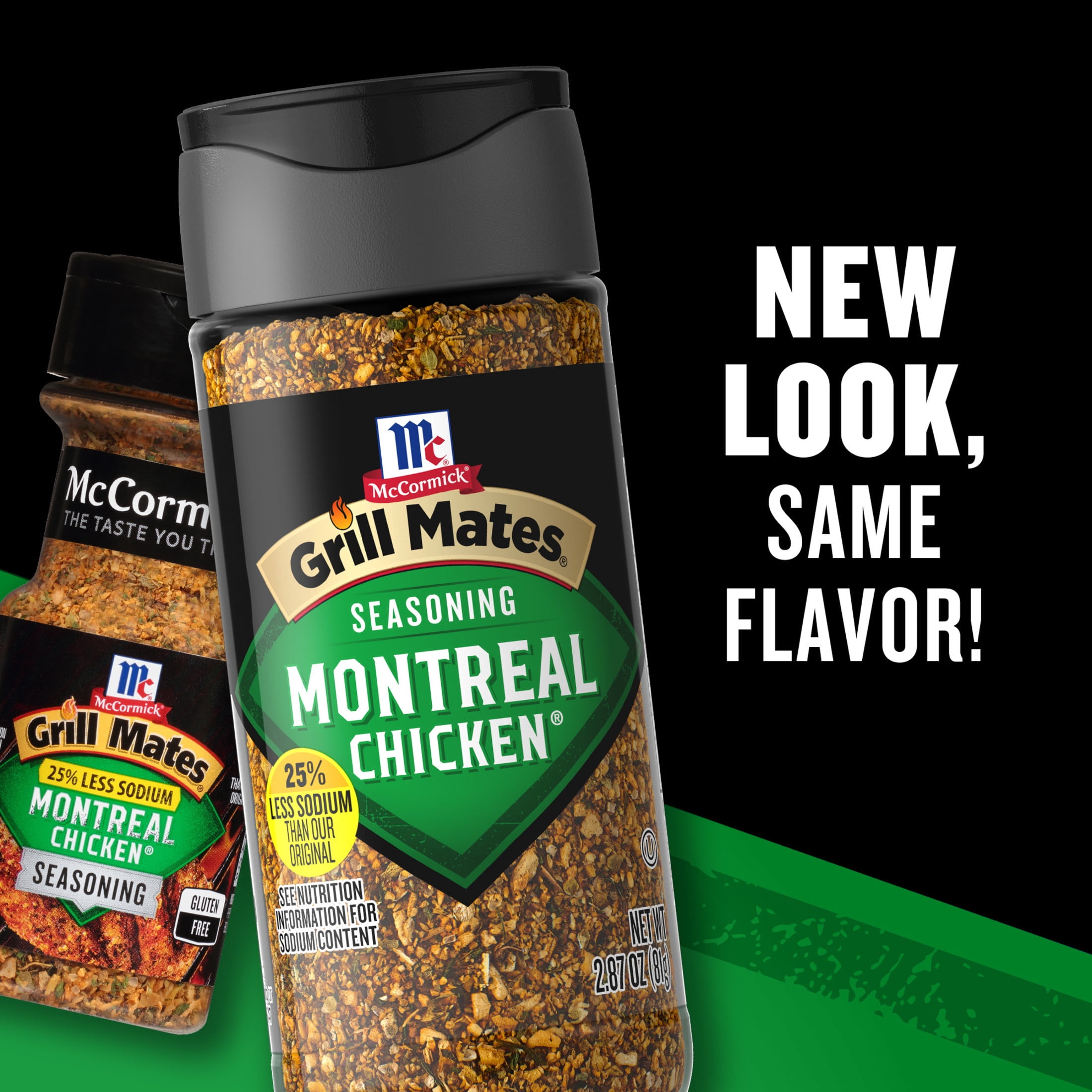 (6 pack) Grill Mates 25% Less Sodium Montreal Chicken Seasoning, 2.87 oz Bottle