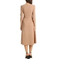thumbnail image 3 of Vestido de trabajo para mujeres INSPIRE CHIC, corte A, mangas 3/4, vestido midi elegante, color caqui oscuro, talla XS, 3 of 6