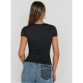 thumbnail image 3 of Womens Square Neck Short SleeveTops Spring Summer Slim Fit Tees Shirts, 3 of 6