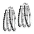 thumbnail image 2 of 14k WG Black & W Diamond Triple Oval Hinged Hoop Ear, 2 of 4