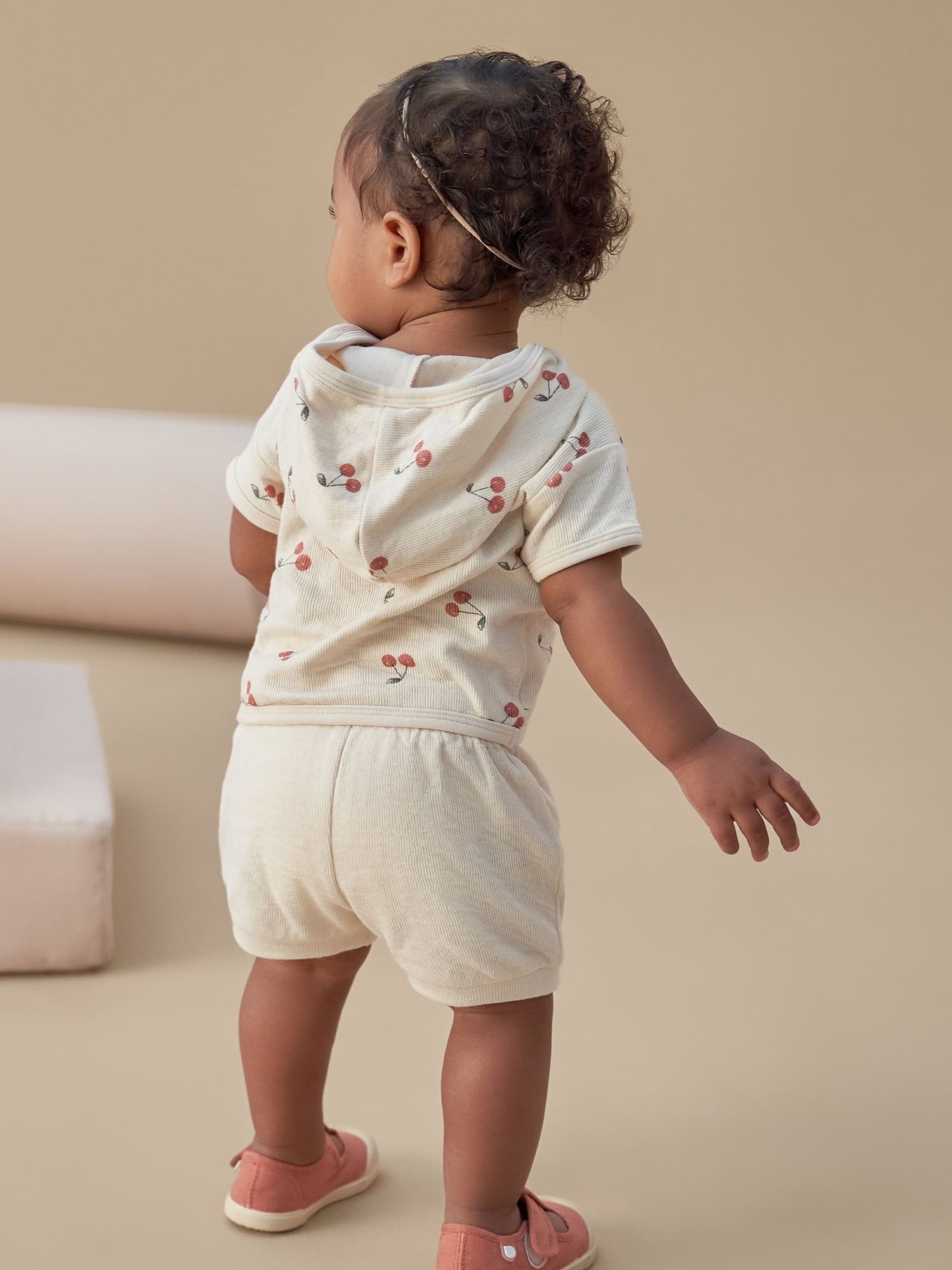 Modern Moments by Gerber Baby Neutral Organic Hooded Short Sleeve Top, Sizes 0/3 Months - 24 Months