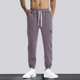 thumbnail image 2 of HAPIMO Men's Jogger Pants Cargo Sweatpants Outdoors Running Elastic Waist Drawstring Casual Relaxed Sport Dungarees Holiday Solid Color Trendy Trousers Athletic Purple M, 2 of 8