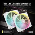 thumbnail image 2 of Ventilador Corsair iCUE LINK LX140 RGB 140 mm PWM, paquete doble, blanco, 2 of 7