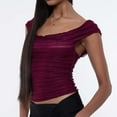 thumbnail image 6 of Womens Y2K Ruched Square Neck Crop Top Wide Straps Sleeveless Cami Vintage Inspired Layered Tiered Design for Summer 2025 Casual Outfits, 6 of 6
