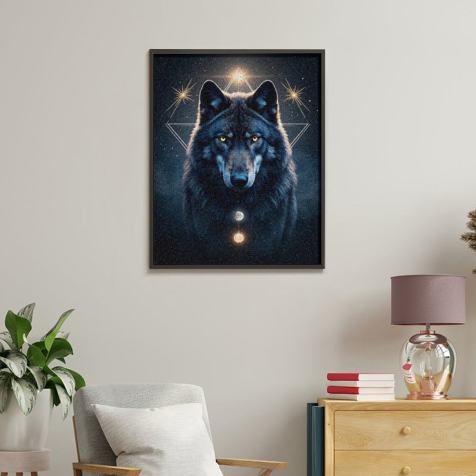 Paint By Numbers Kit for Adults Beginner - DIY Wolf Celestial Night Sky Art Canvas Painting Kits for Adults, Frameless Paint By Number for Adults for Home Wall Decor 16x20 Inch