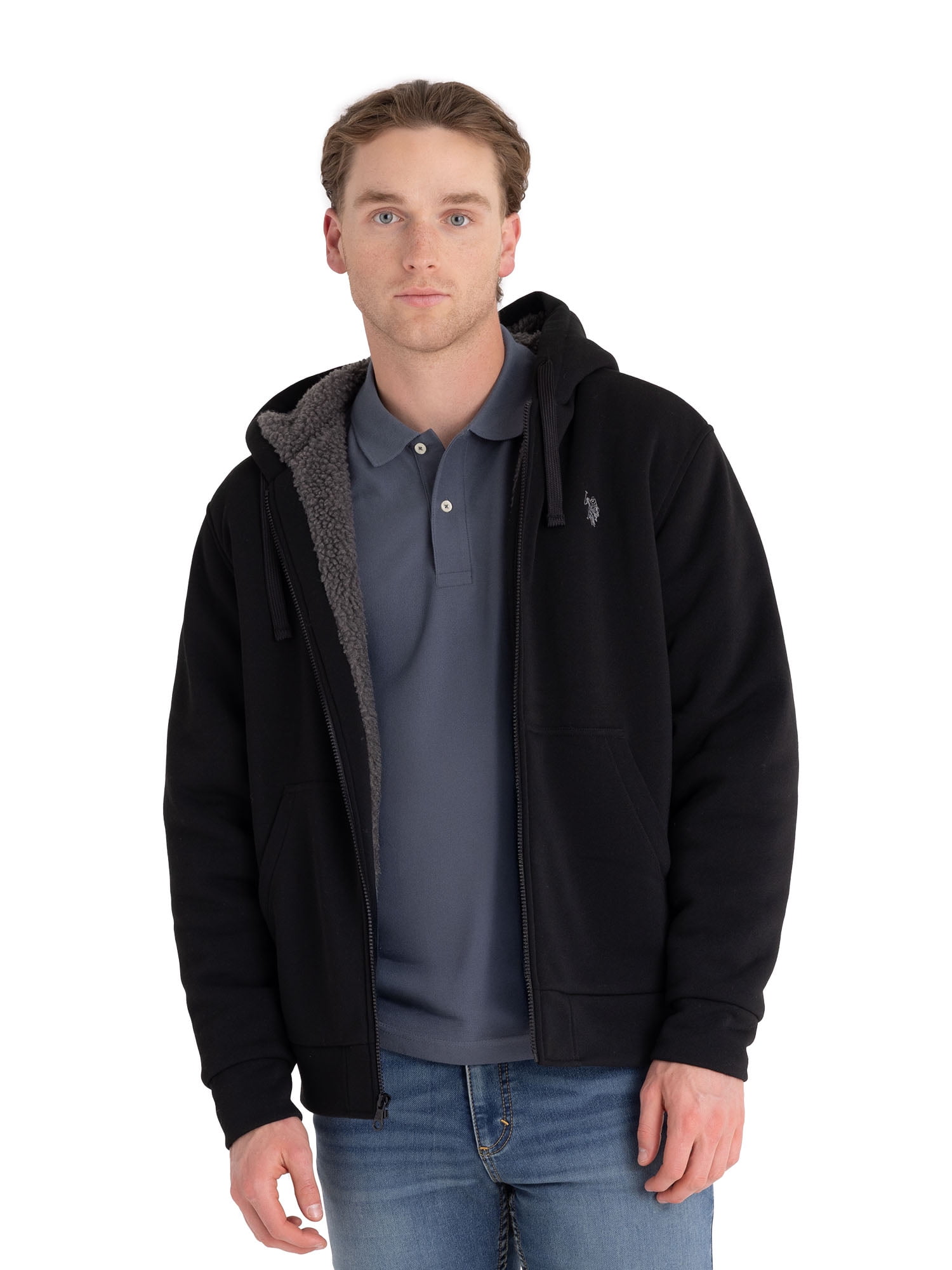 U.S. Polo Assn Men's Black Full Zip Jacket, S-3XL