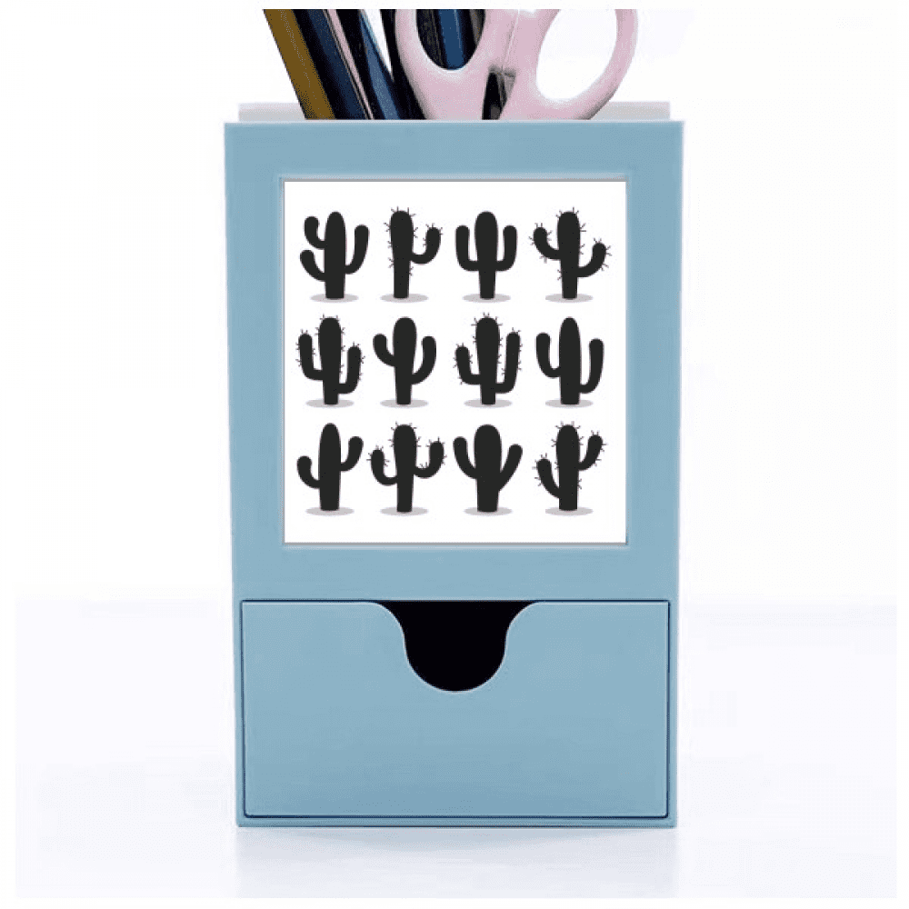 Cactus Outline Succulents Pattern Desk Supplies Organizer Pen Holder ...