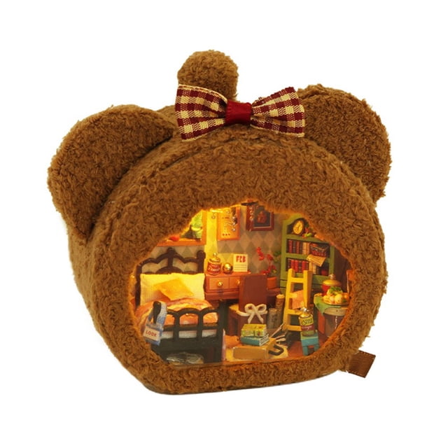 LED DIY Animal Miniatures House,Creative Handmade Assembled House Model Toys,Perfect Creative Gift